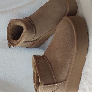 Brown platform booties